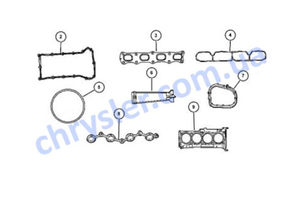 CHRYSLER 5189956AB Комплект прокладок верхній